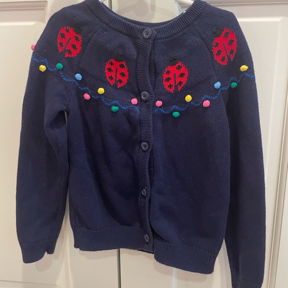 Hanna Andersson ladybug cardigan, size 6-7